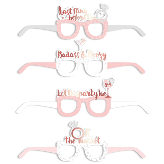 Rose Gold Hen Party Photo Prop Glasses 