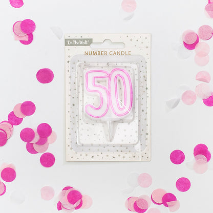 Age 50 Pink Milestone Candle 1