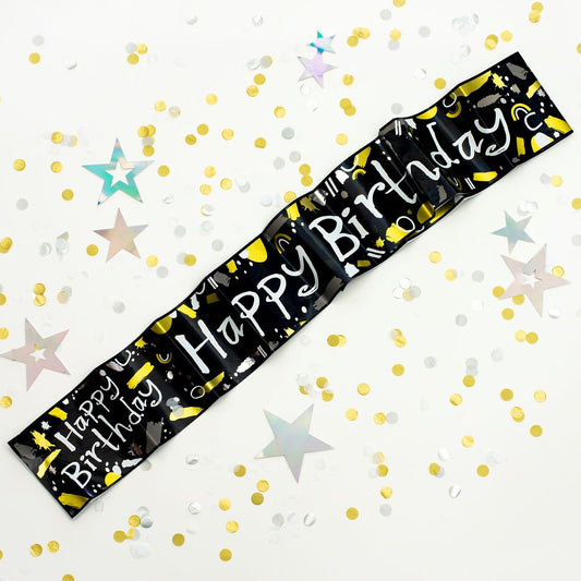 Happy Birthday Recyclable Paper Banner in Black & White 