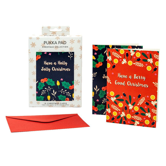 Festive Holly and Berries Christmas Cards 