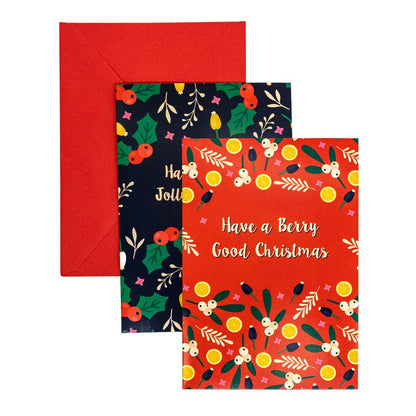 Festive Holly and Berries Christmas Cards 3