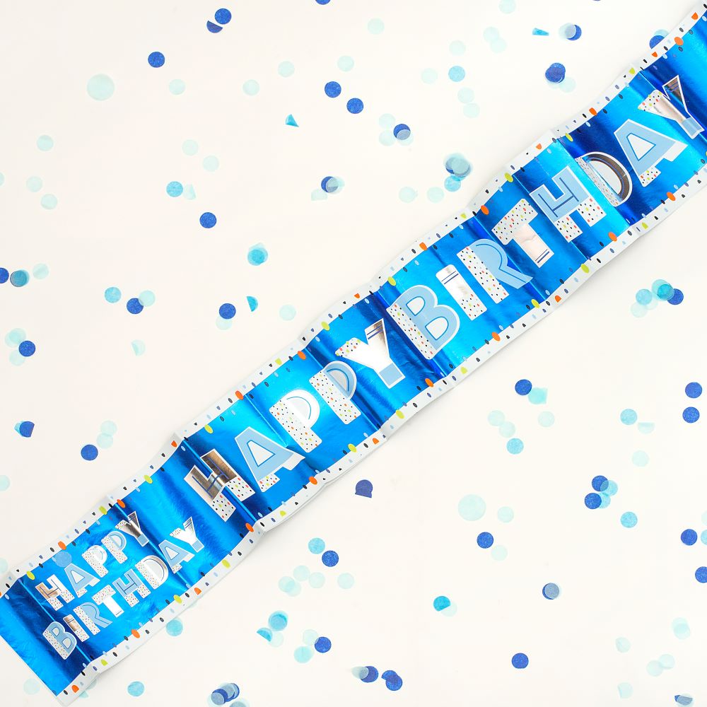 Happy Birthday Recyclable Paper Banner in Blue 