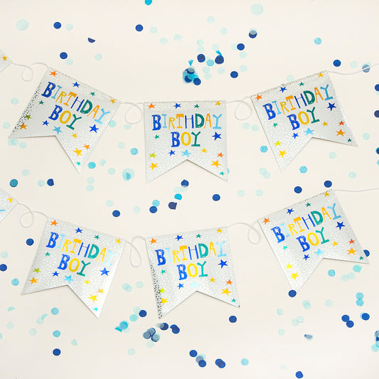 Birthday Boy Recyclable Paper Bunting in Blue 