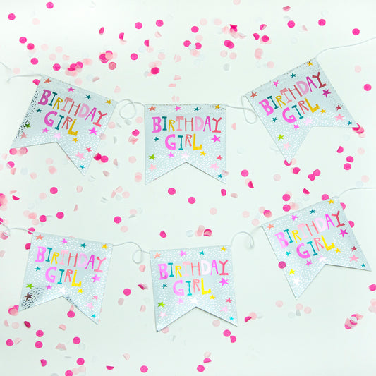 Birthday Girl Recyclable Paper Bunting in Pink 
