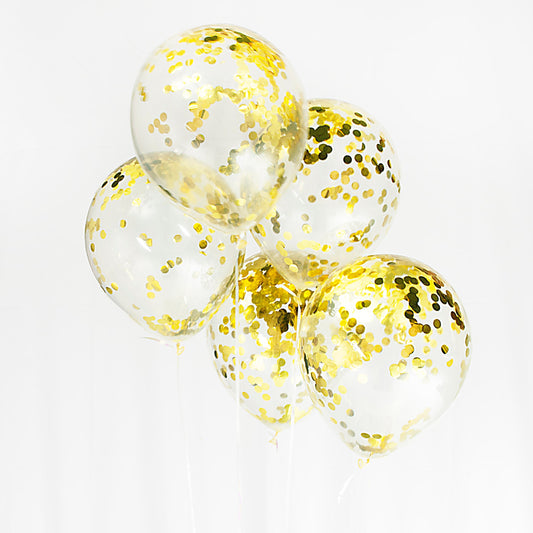 Gold Confetti 12-inch Balloons 5 Pack 