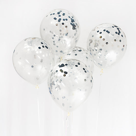 Silver Confetti 12-inch Balloons 