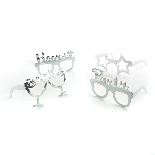 Silver Party Photo Prop Glasses 