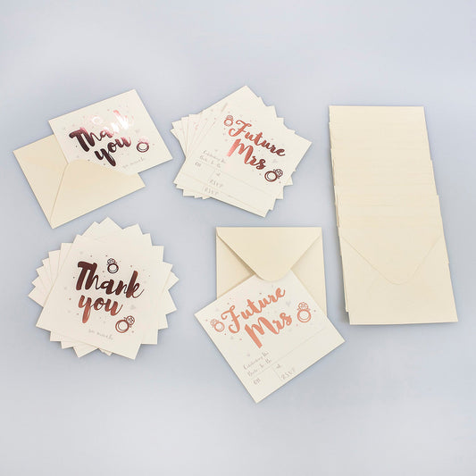 Rose Gold Hen Party Invitations & Thank You Notes 