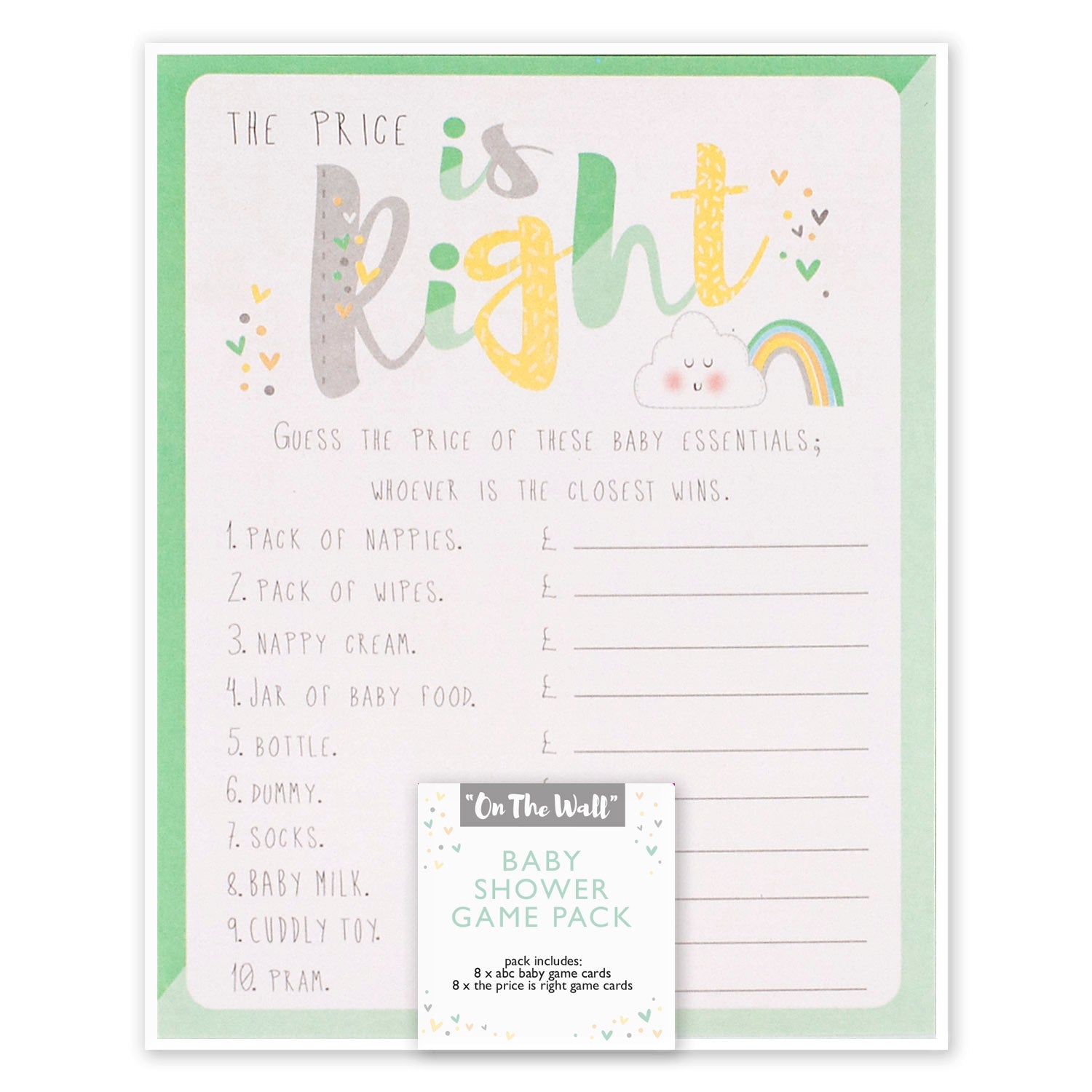 Hearts & Clouds Baby Shower Games Cards 3
