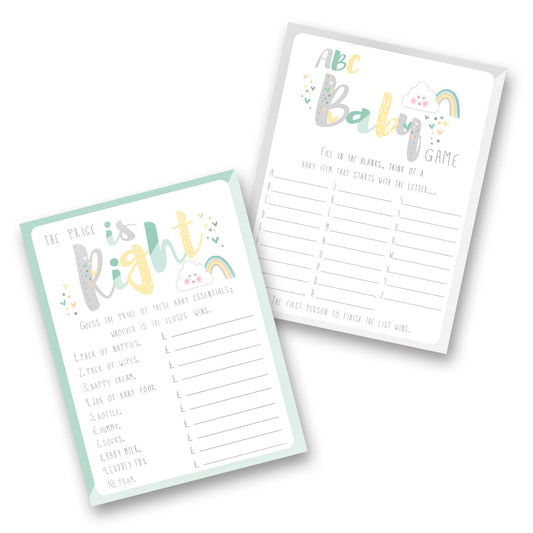 Hearts & Clouds Baby Shower Games Cards 