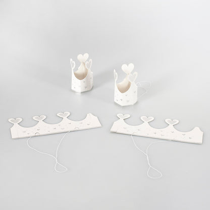 White Miniature Crown Hats with Heart Detailing 2