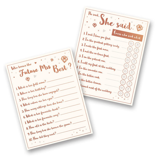 Rose Gold Foiled Hen Party Games Pack 