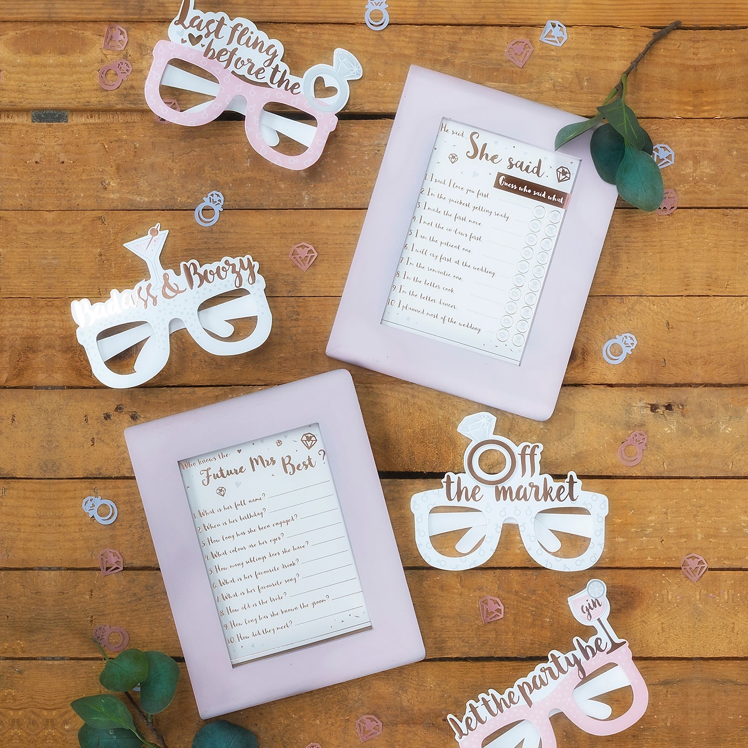 Rose Gold Foiled Hen Party Games Pack 2