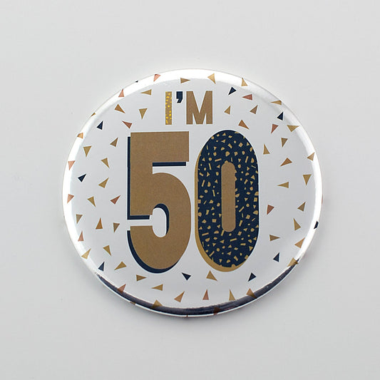 Im 50 Silver Foil Birthday Badge 