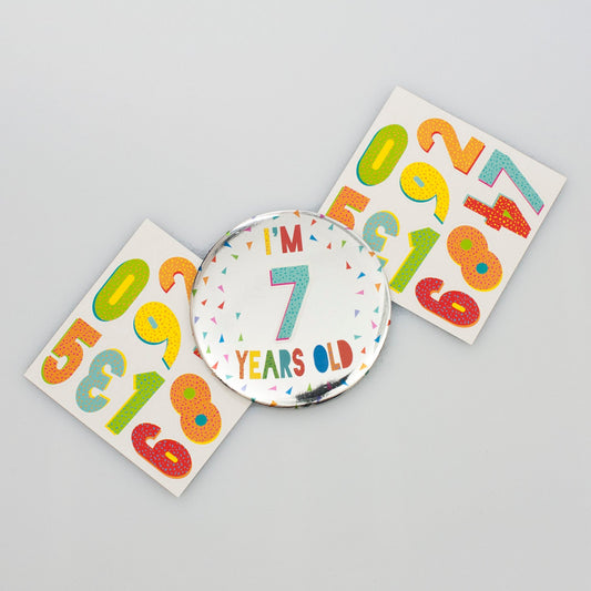 Personalised Silver Foil Birthday Badge With Sticker Sheets 