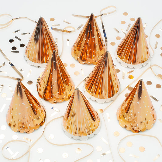 Rose Gold Cone Party Hats 