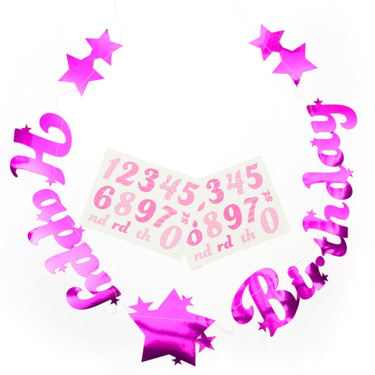 Personalised Age Pink Stitched Garland 