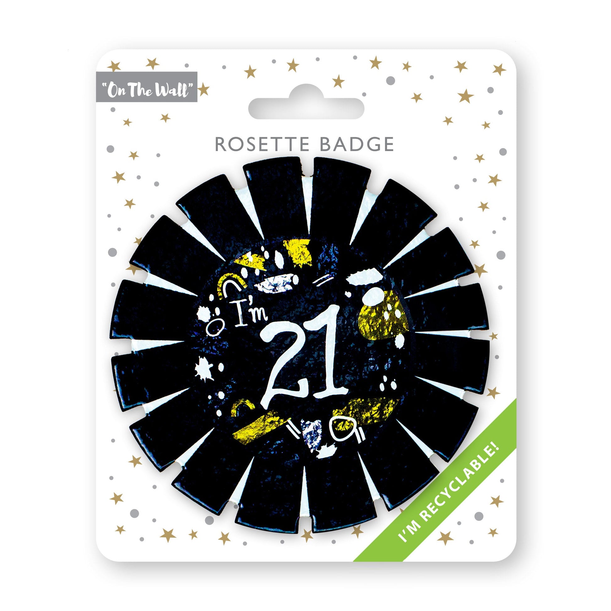 Age 21 Black and White Card Rosette Badge 2