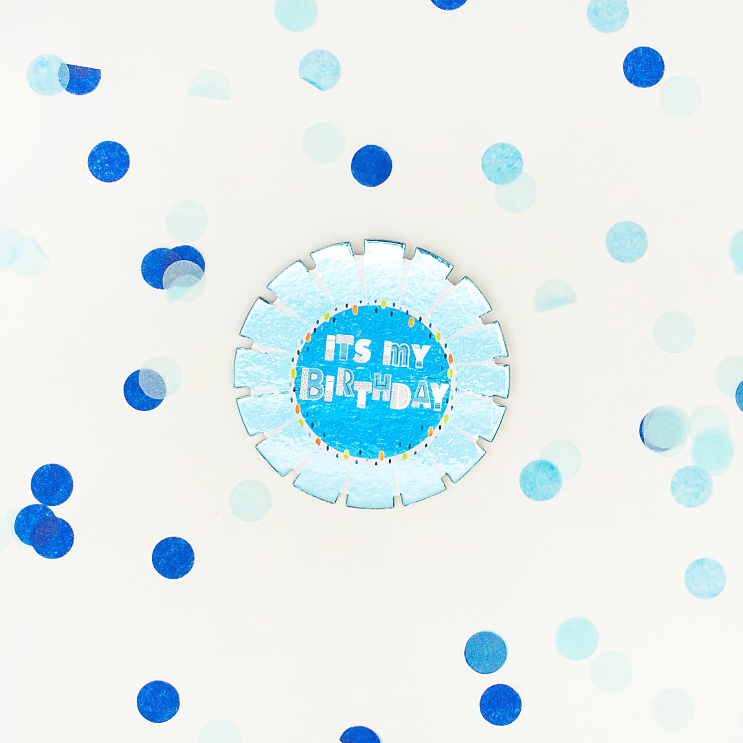 Happy Birthday Blue Card Rosette Badge 1