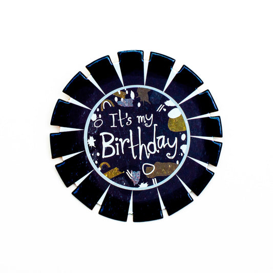 Happy Birthday Black and White Card Rosette Badge 