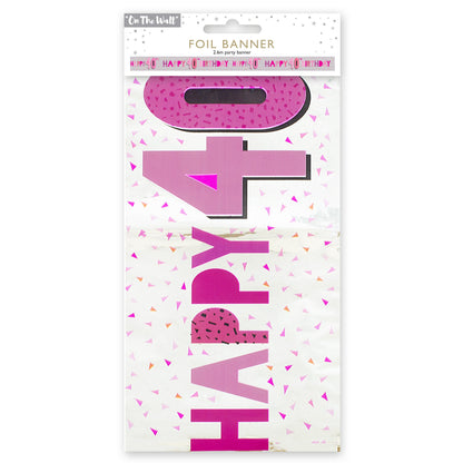 Happy 40th Birthday Pink Foil Banner 2