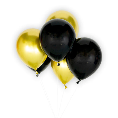 Black and Gold 12-inch Balloons 6 Pack 1