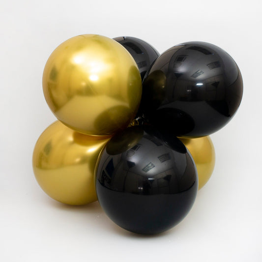 Black and Gold 12-inch Balloons 6 Pack 