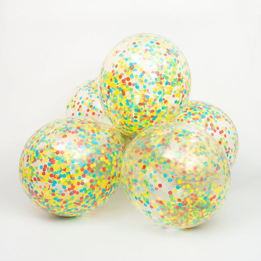 Clear 12 inch Balloons with Multicoloured Confetti 