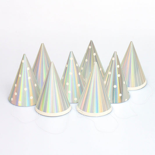 Silver holographic Foil Party Hats 