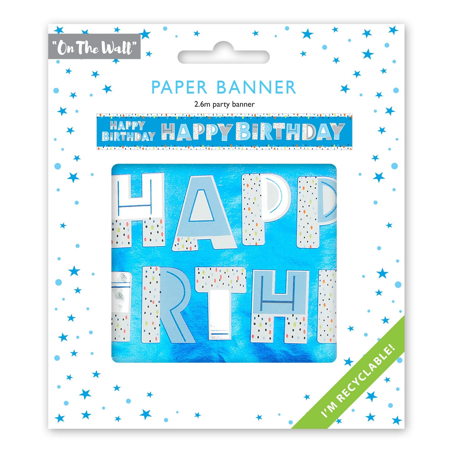 Happy Birthday Recyclable Paper Banner in Blue 2