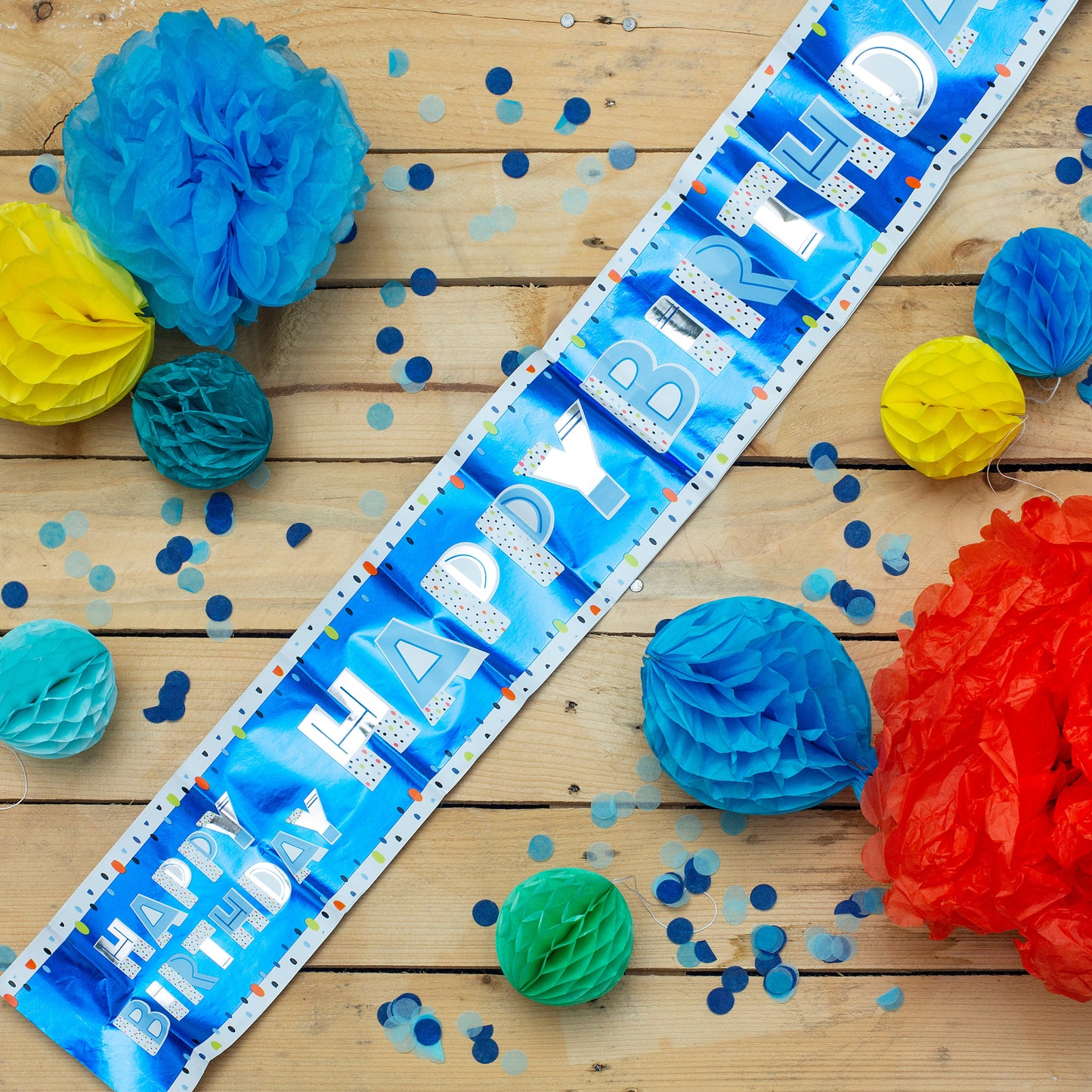 Happy Birthday Recyclable Paper Banner in Blue 1