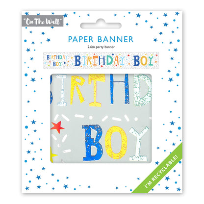 Birthday Boy Recyclable Paper Banner in Blue 2