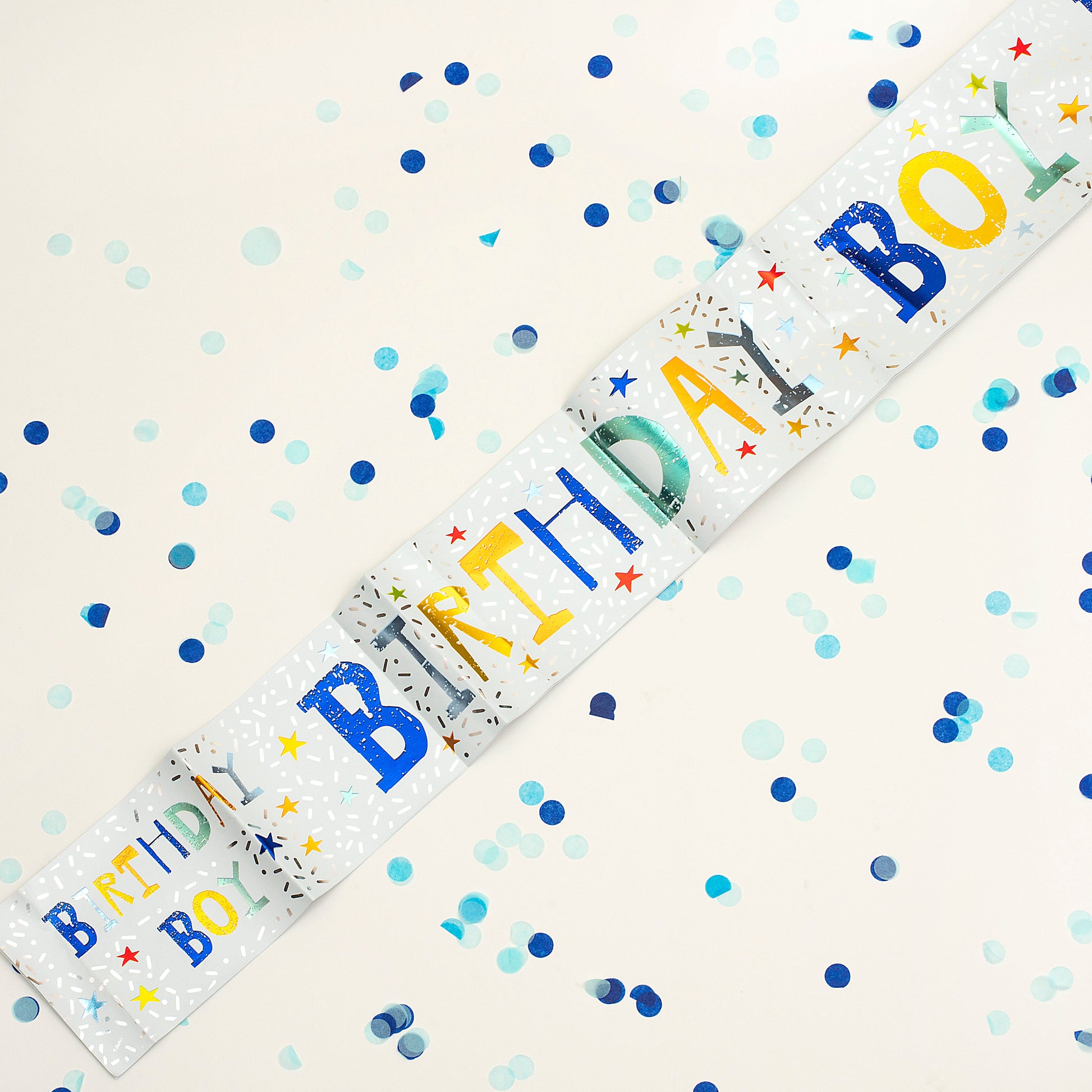 Birthday Boy Recyclable Paper Banner in Blue 