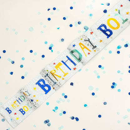 Birthday Boy Recyclable Paper Banner in Blue 