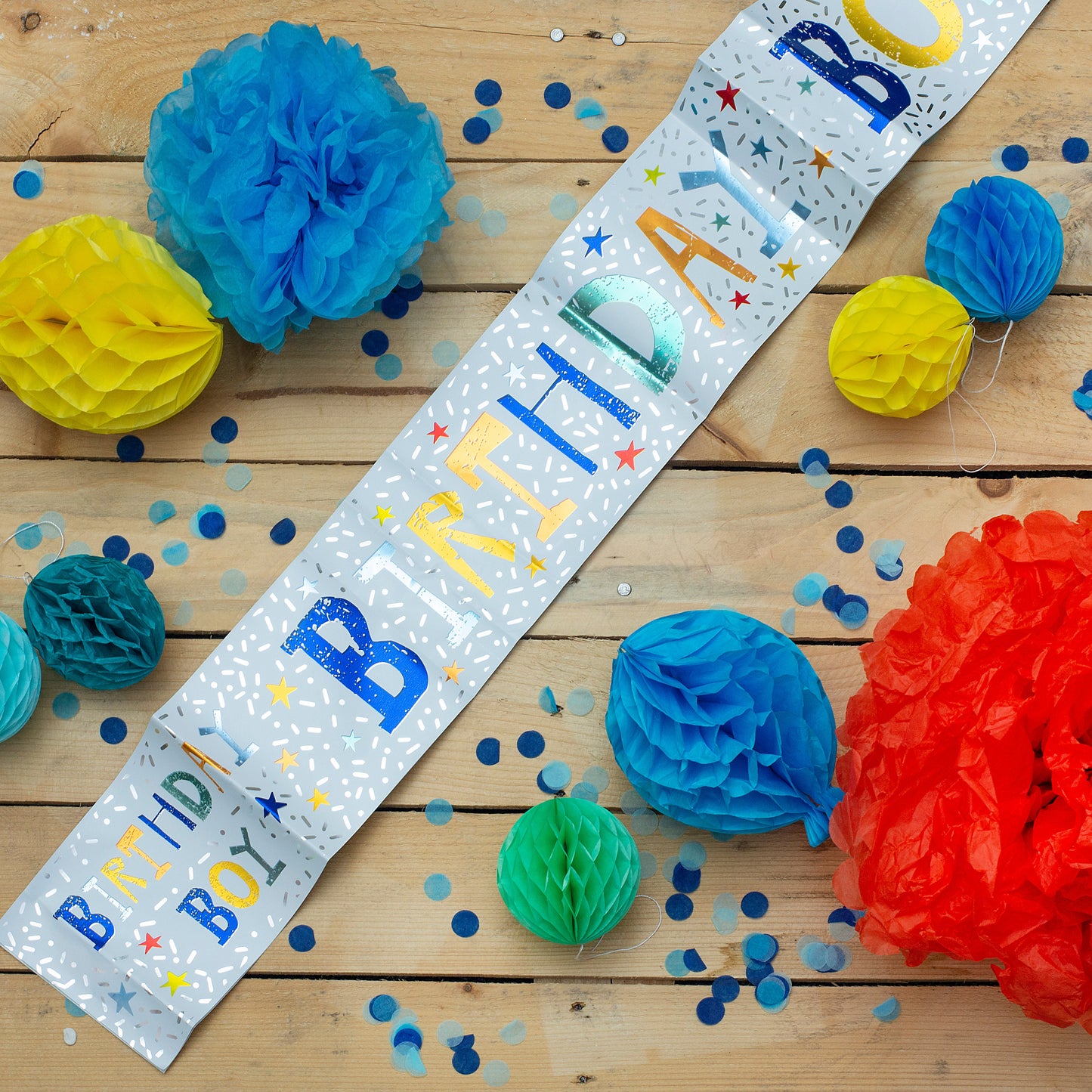 Birthday Boy Recyclable Paper Banner in Blue 1