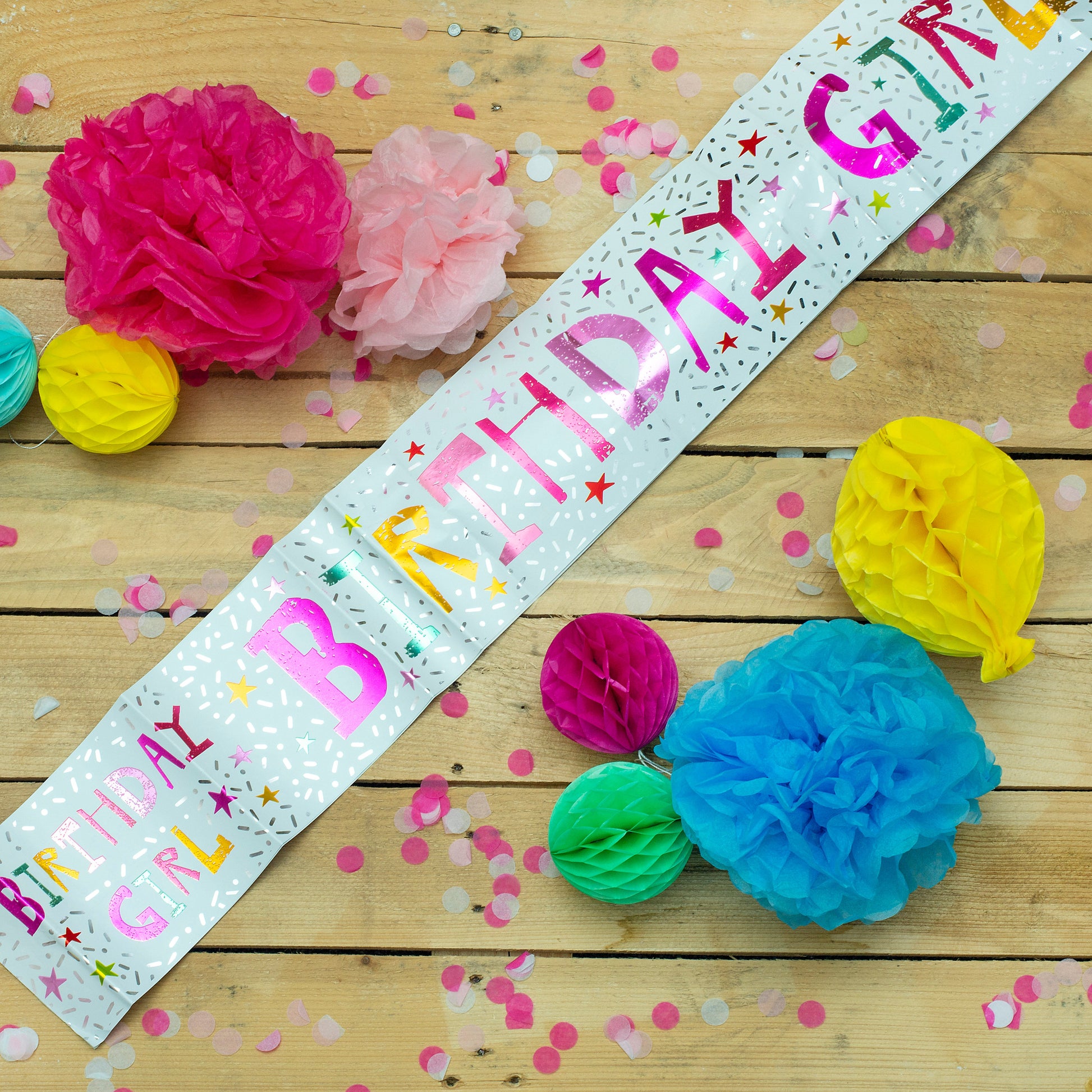 Birthday Girl Recyclable Paper Banner in Pink 1