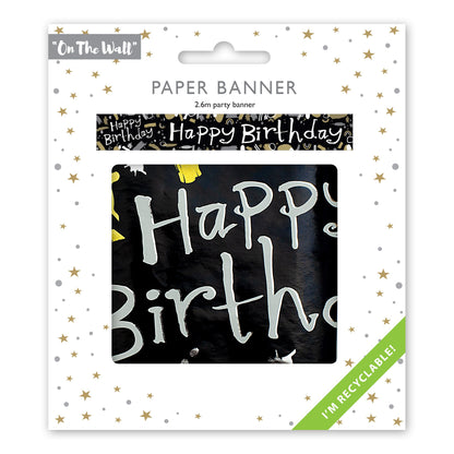 Happy Birthday Recyclable Paper Banner in Black & White 2