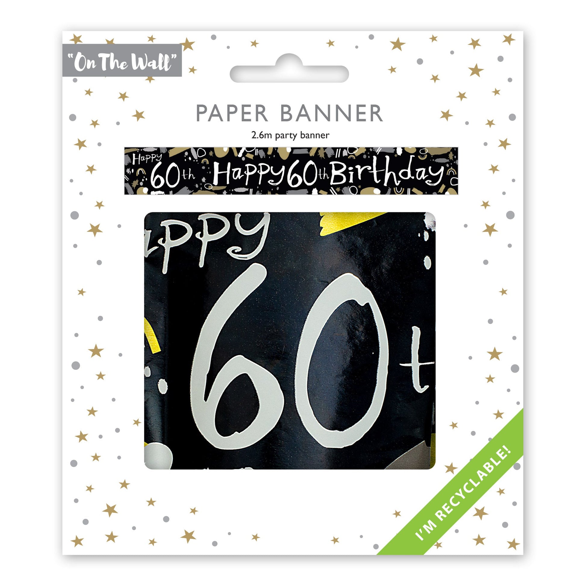 Age 60 Recyclable Paper Banner in Black & White 2
