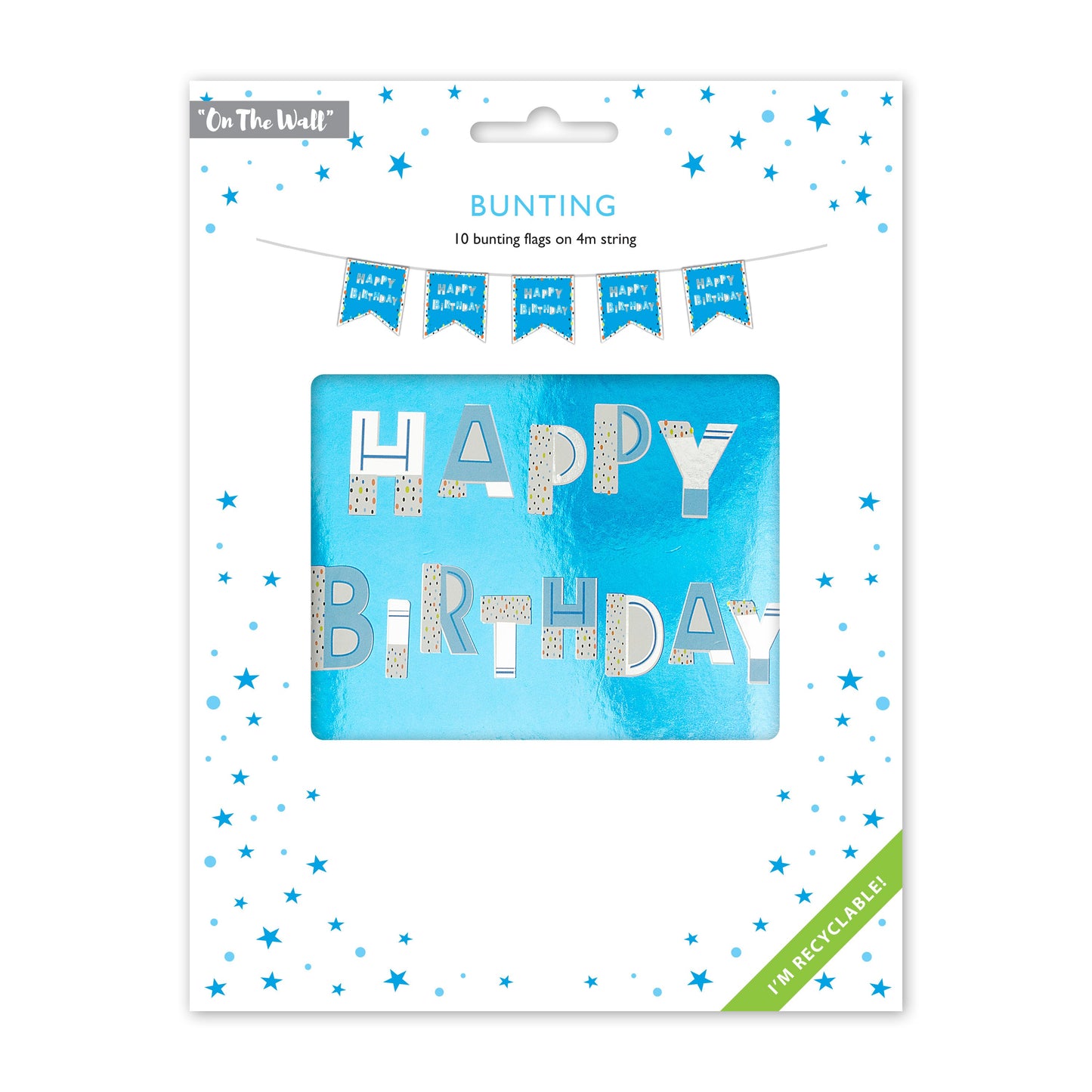 Happy Birthday Recyclable Paper Bunting in Blue 2