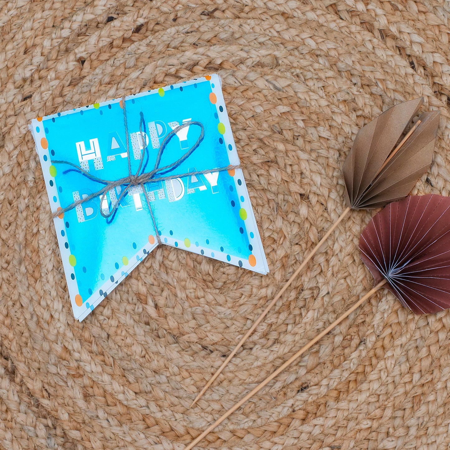 Happy Birthday Recyclable Paper Bunting in Blue 3