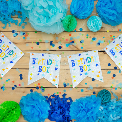 Birthday Boy Recyclable Paper Bunting in Blue 1