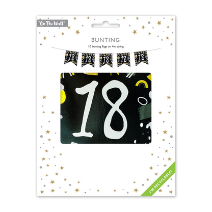 Age 18 Recyclable Paper Bunting in Black & White 1