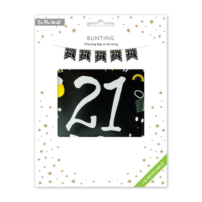 Age 21 Recyclable Paper Bunting in Black & White 1