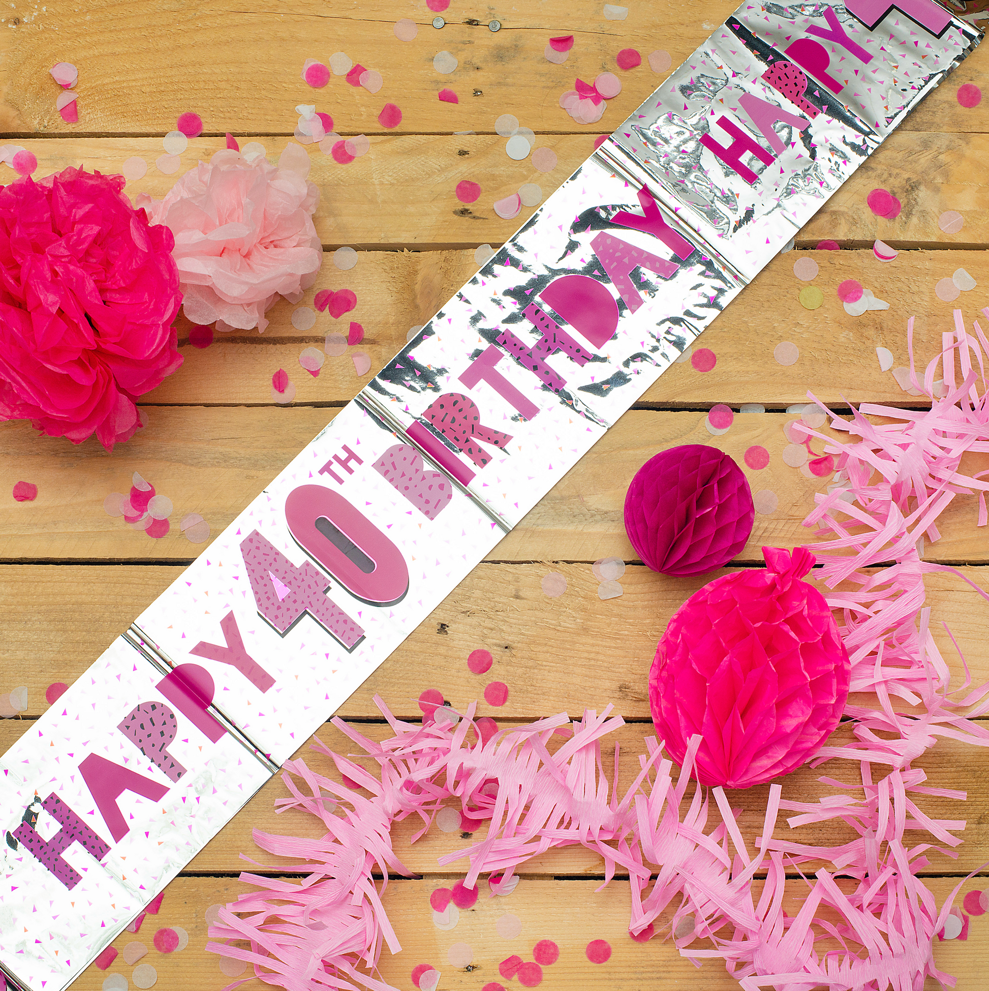 Happy 40th Birthday Pink Foil Banner 1